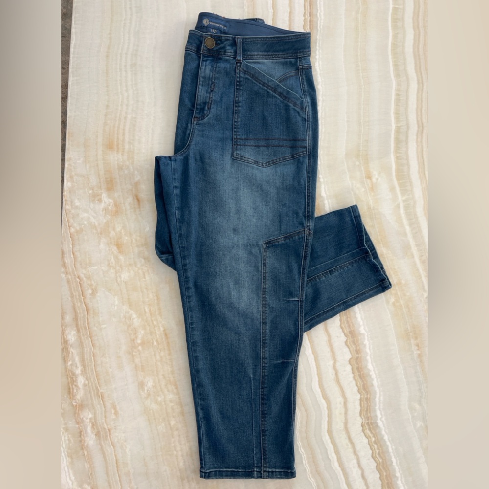 Democracy Ab Solution Barrel Jean Women 14Petite Crop Darted Utility Denim